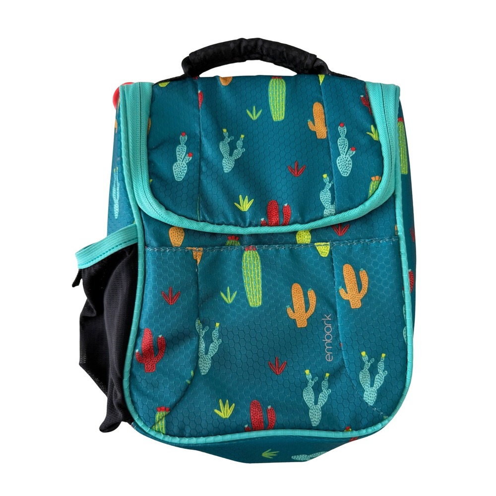 Embark Teal Cactus Print Insulated Lunch Bag Kids Toddler School Travel